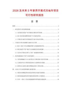 2026及未来5年家用手推式扫地车项目可行性研究报告