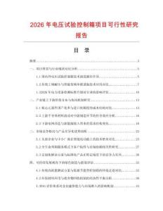 2026年電壓試驗控制箱項目可行性研究報告
