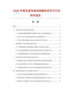 2026年高效清洗缓蚀预膜剂项目可行性研究报告
