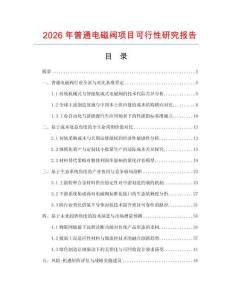 2026年普通電磁閥項目可行性研究報告