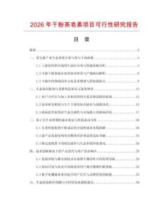 2026年干粉茶皂素項目可行性研究報告