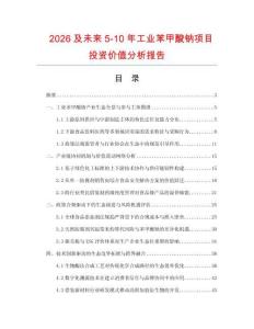2026及未來5-10年工業苯甲酸鈉項目投資價值分析報告