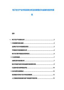 電子支付產業市場深度分析及創新模式與金融科技研究報告