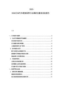 2025-2030日本汽车维修保养行业调研及服务优化报告