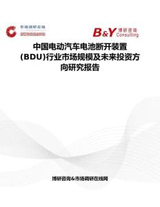 中国电动汽车电池断开装置 (BDU)行业市场规模及未来投资方向研究报告