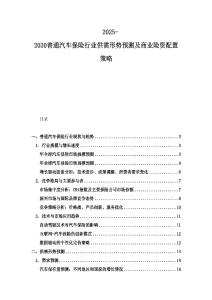 2025-2030普通汽車保險行業供需形勢預測及商業險資配置策略