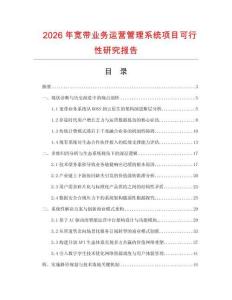2026年寬帶業(yè)務(wù)運(yùn)營(yíng)管理系統(tǒng)項(xiàng)目可行性研究報(bào)告