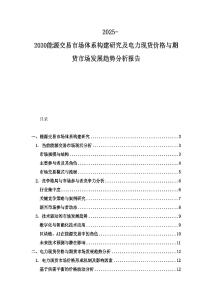 2025-2030能源交易市場體系構建研究及電力現貨價格與期貨市場發展趨勢分析報告