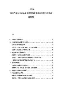 2025-2030汽车行业市场竞争格局与新能源汽车技术发展深度研究