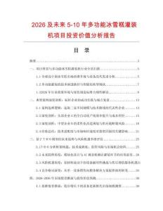 2026及未來5-10年多功能冰雪糕灌裝機項目投資價值分析報告