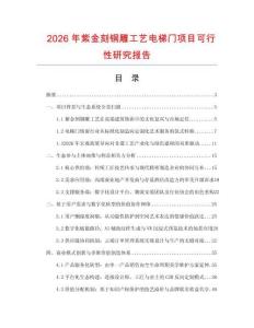 2026年紫金刻銅雕工藝電梯門項目可行性研究報告