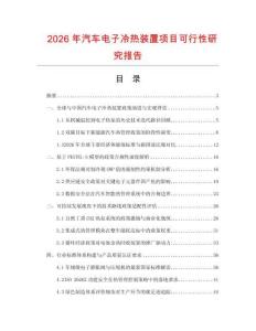 2026年汽车电子冷热装置项目可行性研究报告