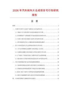 2026年汽車剎車片總成項目可行性研究報告
