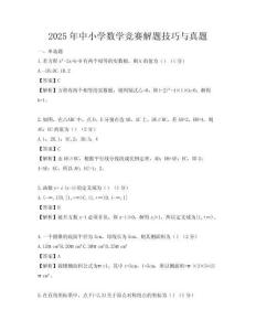 2025年中小学数学竞赛解题技巧与真题