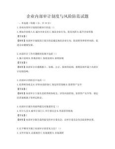 企業內部審計制度與風險防范試題
