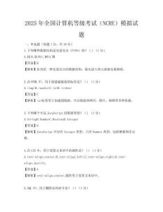 2025年全国计算机等级考试（NCRE）模拟试题