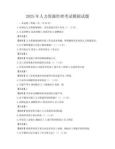 2025年人力資源經(jīng)理考試模擬試題