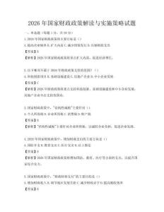 2026年国家财政政策解读与实施策略试题