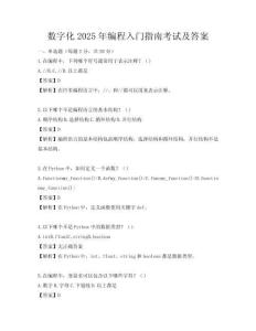 數字化2025年編程入門指南考試及答案
