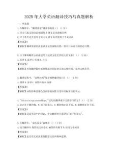 2025年大學英語翻譯技巧與真題解析
