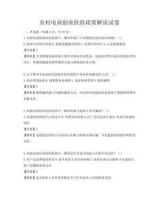 农村电商创业扶持政策解读试卷