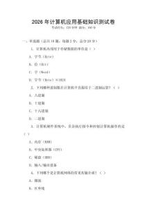2026年計算機應用基礎知識測試卷