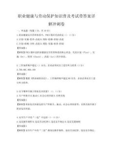職業(yè)健康與勞動(dòng)保護(hù)知識(shí)普及考試帶答案詳解沖刺卷