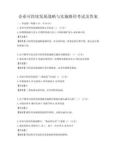 企业可持续发展战略与实施路径考试及答案
