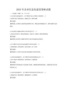 2025年企業信息化建設策略試題