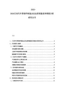 2025-2030日本汽车零部件制造企业运营效能竞争情报分析研究全书