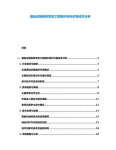 基礎設施維修項目工程組織材料價格成本分析