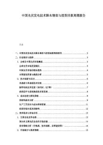 中國光伏發(fā)電技術(shù)降本增效與投資回報周期報告