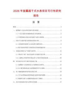 2026年旋翼超干式水表項目可行性研究報告