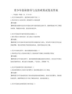 青少年創業指導與支持政策試卷及答案