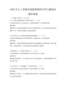 2025年人工智能在能源领域的应用与挑战试题冲刺卷
