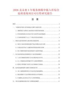 2026及未來5年稅務納稅申報入庫綜合處理系統項目可行性研究報告
