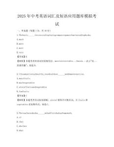 2025年中考英語詞匯及短語應用題庫模擬考試