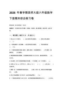 2026年春學期西師大版六年級數學下冊期末綜合練習卷含答案
