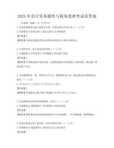 2025年會計實務操作與稅務處理考試及答案