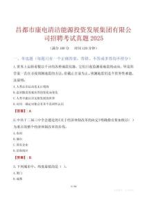 昌都市康電清潔能源投資發展集團有限公司招聘考試真題2025