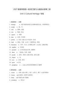 2027屆高考英語一輪詞匯復習人教版必修第二冊 Unit 1 Cultural Heritage 專練答案