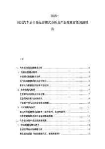 2025-2030汽車后市場運營模式分析及產(chǎn)業(yè)發(fā)展前景預(yù)測報告