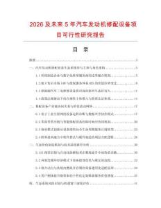 2026及未来5年汽车发动机修配设备项目可行性研究报告