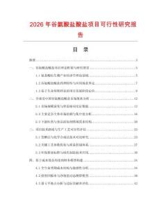 2026年谷氨酸鹽酸鹽項(xiàng)目可行性研究報(bào)告