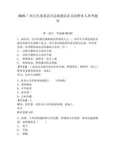2025廣西百色那坡縣應急救援隊隊員招聘6人參考題庫及答案詳解（全國通用）