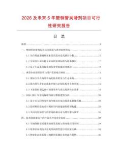 2026及未來5年塑鋼管潤滑劑項目可行性研究報告