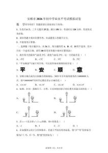 2026年貴州省安順市中考二模考試數(shù)學試題【有答案解析】
