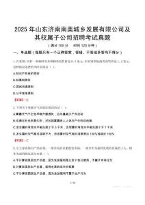 2025年山東濟南南美城鄉發展有限公司及其權屬子公司招聘考試真題
