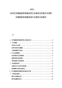 2025-2030汽車維修保養連鎖經營行業現狀分析報告中國汽車維修保養連鎖經營行業現狀分析報告