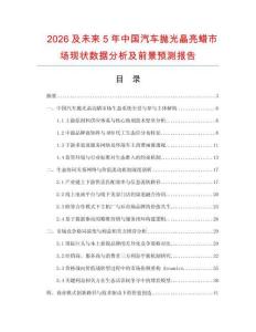 2026及未來5年中國汽車拋光晶亮蠟市場現狀數據分析及前景預測報告